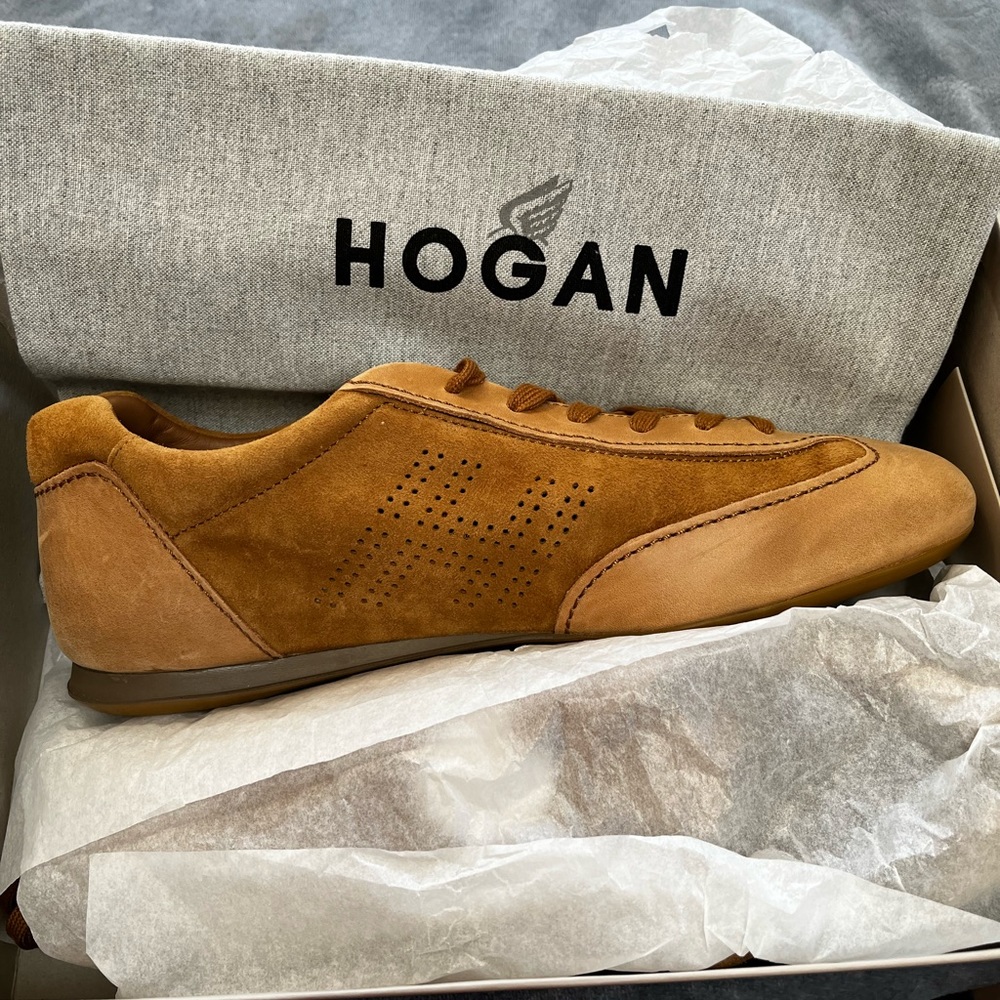 Brand new never worn, Hogan Olympia suede and leather sneaker. Size 8 1/2